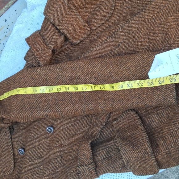 Vintage  tweedy double breasted wool Trench L- 1X NWT - Picture 16 of 16